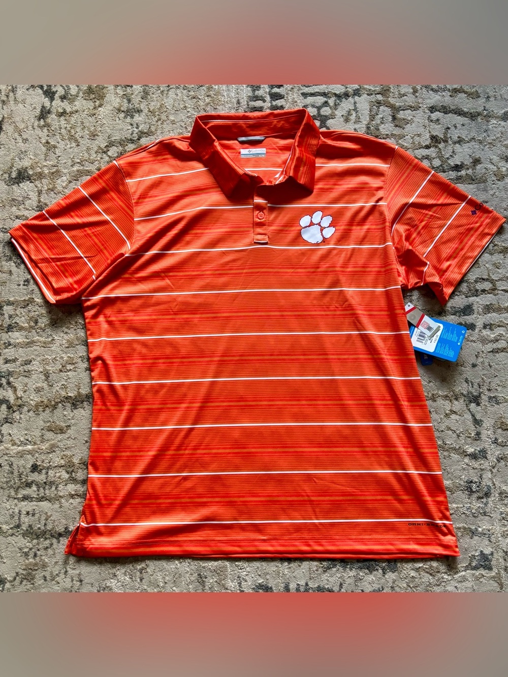 Columbia PFG Clemson Tigers Polo Shirt NEW Men’s XL orange white striped